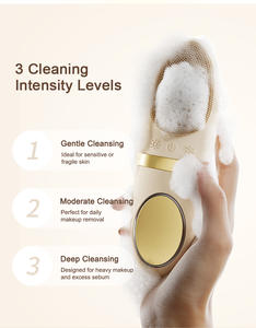 แปรงซิลิโคนสำหรับขัดผิวขนาดเล็กสำหรับใช้ในโรงแรมที่นวดด้วยแสง LED สีแดงสีฟ้าอ่อน - Product Image 3