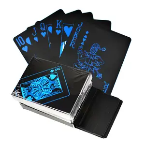 מכירה לוהטת pvc פוקר עמיד למים פלסטיק משחק כרטיסי סט שחור צבע פוקר כרטיס סטי קלאסי קסם טריקים כלי פוקר משחקים