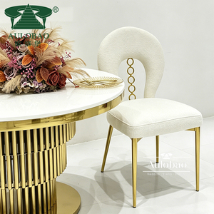 Sillas de Comedor Comerciales de Acero Inoxidable Dorado con Patas y Terciopelo Blanco para Hotel y Sala de Estar, Diseño Moderno - Product Image 3