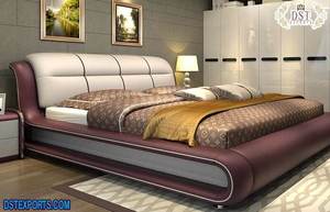 Cama Contemporánea Resistente de Tamaño Personalizado, Tapizada en Cuero Blanco, Diseño Moderno, Muebles de Dormitorio de Madera de Teca, Color Personalizado DST - Product Image 2