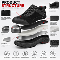 Bottes de travail pour hommes AOXIANG à embout d'acier - Tige en daim, doublure en maille respirante, antistatiques, toutes saisons, pour usage industriel et de construction