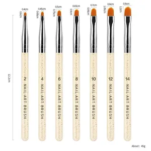7Pcs/Set Nylon Hair UV Gel Acrylic Nail Art Builder Brush <b>Pen</b> Drawing <b>Pens</b> For Nail Design Nail Supplies For Professionals - Product Image 2
