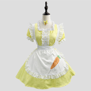 Yellow Maid Outfit With Carrot Apron Plus Size Cosplay Costume For Anime Role Playing Spring 2024 SMLXLXXLXXXL4XL5XL - Product Image 1