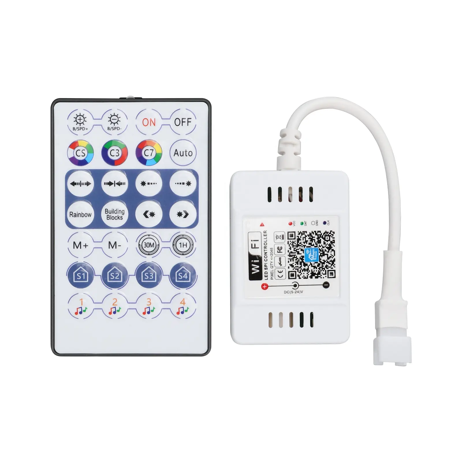 Controller Led SPI con controllo audio Wifi a 28 tasti per SMD 2835 / 5050 Led Strip Light