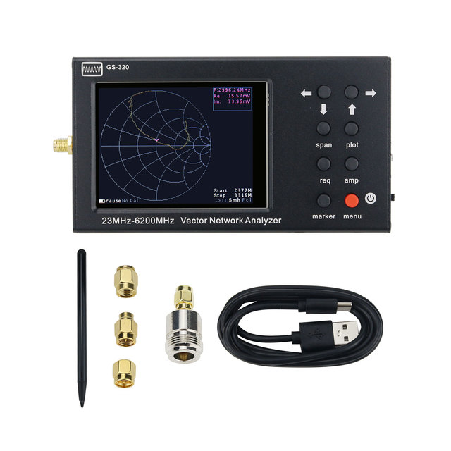 GS-320 23MHz-6200MHz Vector Network Analyzer 6GHz NanoVNA Antenna Analyzer With 3.2