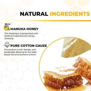 Waterproof Burn Care Manuka Honey Gauze Dressing 4" X 4" Honey Medical Bandage Tulle Mesh Patch For Wound Healing