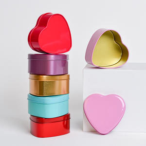 Coloré Or Argent Rouge Bleu Rose Rouge Couleur Vide Coeur Forme Boîtes 9*9 * <span class=keywords><strong>H</strong></span> 4.5 cm Métal Fer Blanc Conteneur De Stockage Boîte pour - Product Image 1
