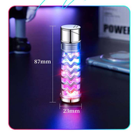 Briquet à gaz butane classique en métal, rechargeable, coupe-vent, avec flamme LED rouge, idéal pour les fêtes et l'éclairage créatif, vente en gros