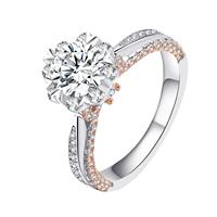 Vente en gros Bague de fiançailles en moissanite en argent sterling 925 Bague de mariage en plaqué or blanc 18 carats pour femme
