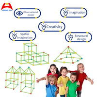Glow fort kit de construction 128 pièces enfants tige éducative créatif bricolage 3d château tente construction den fort jouets
