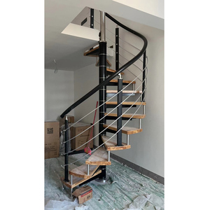 Utilisez l'escalier en colimaçon intérieur en acier et en bois, utilisez l'escalier en colimaçon intérieur avec balustrade en fer - Product Image 3