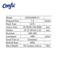 Écran tactile carré IPS haute luminosité 3,4 pouces 480*480 MIPI pour simulateur de vol Raspberry Pi, tableau de bord de compteur