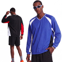 Maillot de sport en maille respirante 260 GSM personnalisé avec logo, pour homme, col en V, coupe ample, manches longues, couleur unie, vente en gros