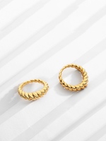 Ensemble de bagues torsadées plaquées or 18 carats, accessoires de bijoux en laiton/cuivre à incrustations tendance pour femmes, bague anillo pour fiançailles