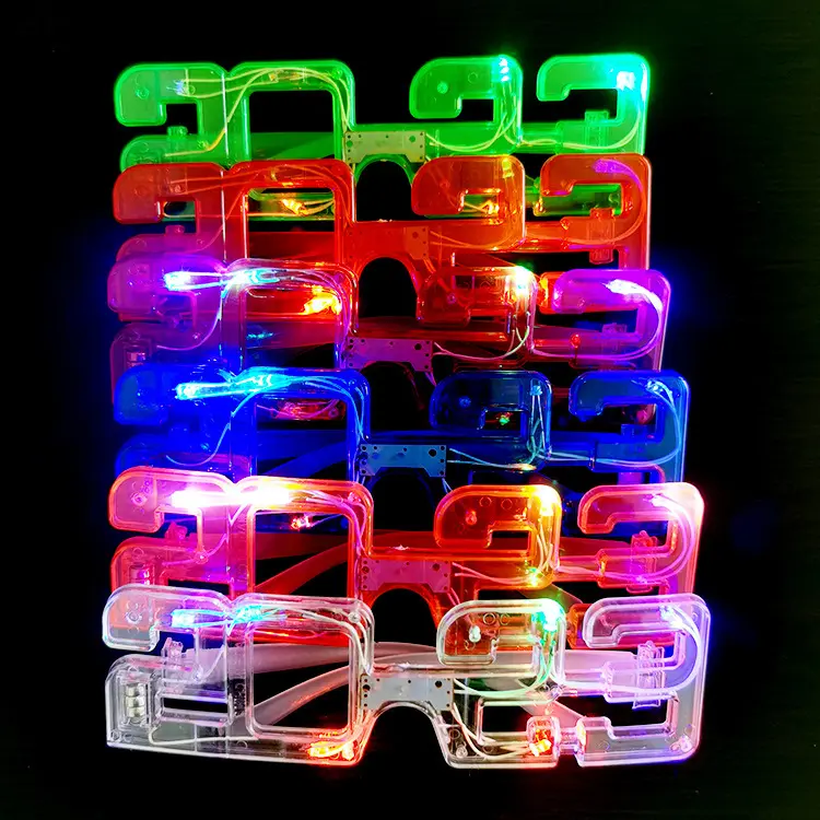 2023ใหม่แว่นตา Light Up ส่องสว่างแว่นตาปี2023ตา LED เรืองแสงแว่นตาสำหรับคริสมาสต์พรรคอุปกรณ์