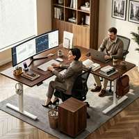 Bureau électrique d'angle en L moderne avec hauteur réglable