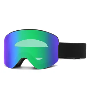 Professional goggle manufacturer hot sale big lens OTG ski goggles magnetic snow goggles