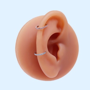 Gaby 316L Stainless Steel ASTM Certified Nose <b>Septum</b> Clicker <b>Ring</b> with Zircon Inlay Vintage Style Fashion Jewelry <b>Piercing</b> - Product Image 3