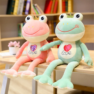 Peluche a Forma di Rana con Corona OEM ODM, Personalizzabile con Logo, Dimensioni e Colore, Ricamo a Cuore, Animale Imbottito per Regalo Promozionale - Product Image 1