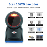 Pemindai Barcode Omnidirectional USB Desktop 2D Hands-free, Pembaca Kode QR Otomatis, Tersedia, Garansi 2 Tahun