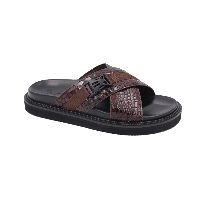 【INCHANT ME】Stitched Leather Flip-flops Slippers Men's Leather Slippers, Wide House Slippers, Open-toe Flip