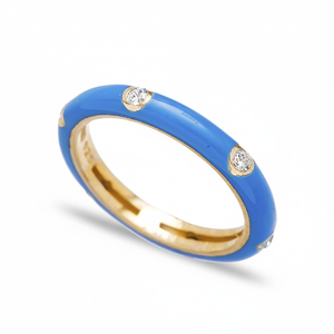 Anillo de Plata de Ley 925 con Diseño de Esmalte Azul y Circonita Cúbica, Hecho a Mano en Turquía, Venta al por Mayor - Product Image 2