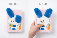 Carnet créatif en cuir rose/PP avec oreilles de lapin en peluche, à pression, pour enfants, cadeau de papeterie mignon