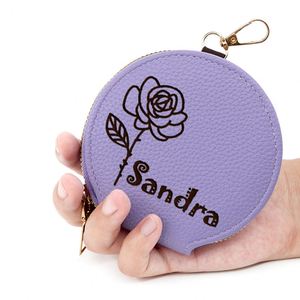 Personalized Engraved Small Leather Coin Purse Custom Name Zipper Fashion Everyday Use Change <b>Keychain</b> <b>Wallet</b> for Women Girls - Product Image 4