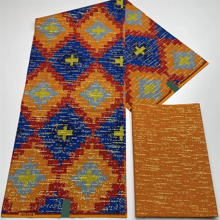 2024 Offre Spéciale en gros 2 + 4yards Kente Design impression à la cire 100% coton tissu imprimé africain tissus ankara