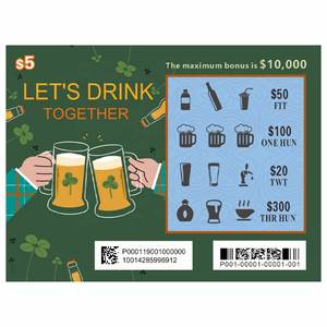 Impresión digital de tarjetas de lotería rasca y gana con diseño libre, estilo bebida, para juego de lotería de premios instantáneos - Product Image 3