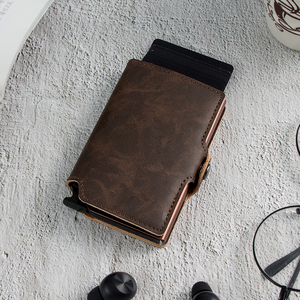 Casekey Wholesale Ultra-thin Simple Pop-<b>up</b> Card <b>Box</b> RFID Protection Bank Credit Card Holder PU Wallet Tarjetero Billetera - Product Image 5
