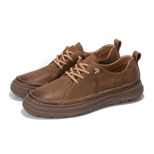 Retro New Style Men's Business Casual Low-Top Sneakers High Quality Lace-Up Breathable Outdoor <b>Height</b> <b>Increasing</b> <b>Shoes</b> - Product Image 1