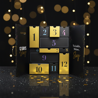 Calendrier de l'Avent de Luxe en Boîte en Papier, 24 Jours, Double Porte, Fermeture Magnétique, Boîtes en Papier pour Emballage de Cosmétiques et Bijoux de Noël