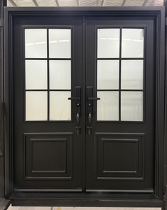 Elegante <span class=keywords><strong>Porta</strong></span> in Vetro Nero Opaco e Acciaio per Ingresso di Casa - Product Image 3