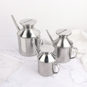 Bouteille à huile en acier inoxydable de qualité alimentaire avec bec verseur long et lisse, anti-fuite, pour huiles de cuisson en cuisine - Product Image 1
