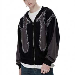 Personalizado 400 Gsm Zip up Sudadera con capucha para los hombres Bordado Diseñador Sudadera con capucha Cremallera - Product Image 3