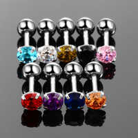 Clous d'oreilles ronds en Zircon de 4mm, petits clous d'oreilles percés en os d'oreille en Zirconium, bijoux de Piercing pour le corps en acier inoxydable