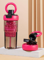 Mignonne gourde à paille portable de 600 ml en plastique avec compartiment thé et eau pour les sports des enfants par Solove, compatible lave-vaisselle