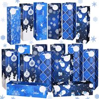Sac en papier kraft personnalisé, imprimé, écologique, recyclable, pour cadeau de vin de Noël, avec poignée, pour l'emballage de bouteilles de boissons