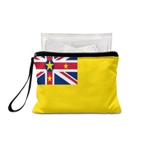 Dompet Koin Mini Berresleting dengan Cetakan Bendera Nasional Niue, Dompet Penyimpanan Poliester Ringan, untuk Penggunaan Sehari-hari & Perjalanan