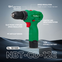 Nouvelle perceuse sans fil mini NewBeat chinoise 12V au lithium avec mandrin 10mm et moteur à balais, kit de perceuse à batterie