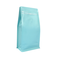 Sachet d'emballage pour grains de café personnalisé, givré, 250g, 340g, 500g, 8oz, avec fermeture éclair, fond plat, finition mate, en aluminium, avec valve et zip