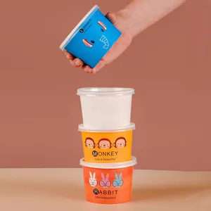 Özel tasarım Logo dondurma küvet konteyner özel dondurma kapaklı bardak kapak