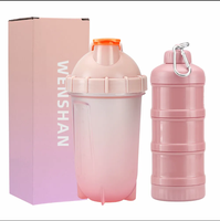Shaker à protéines en plastique transparent mat de 500ml personnalisé bouteille d'eau d'été de fitness à boire directement pour la salle de sport activité en plein air