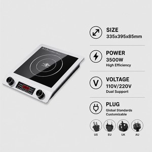 Table de cuisson à induction plate commerciale 3500W 110V 220V portable pour restaurant, hot pot, café, cuisine et services alimentaires - Product Image 2