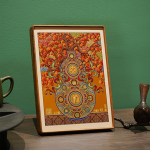 Pintura de Bendiciones de Calabaza y Caqui, Estilo Chino, Decoración Auspiciosa para Pared y Escritorio, para Entrada y Oficina, Regalo de Longevidad para Ancianos - Product Image 4