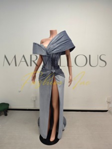 MF Sier Veet asimétrico fuera del hombro fruncido hendidura diseño corsé cintura elegante vestido de baile imperio cintura fiesta vestido de noche 2026 - Product Image 5