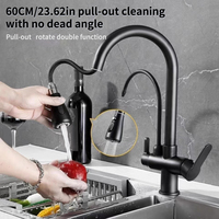 Heiß kaltwasser mischer 360 Rotation Kupfer Messing Pull Spring Küchen armatur Moderne Trinkwasser filter reiniger Filtration