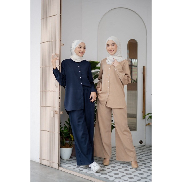 SIPO 2023 Eid Malaysian Women's Mixed Cotton Sets Modest Fashion Crew Neck Modest Ladies Suit 2 Piece Women Modest Fashion Sets