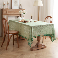 Nouvelle arrivée Nappe en dentelle blanche et verte brodée pour la maison, les fêtes en plein air, les événements, la décoration de mariage